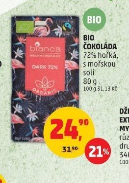 BIO ČOKOLÁDA 72% hořká s mořskou solí 80 g