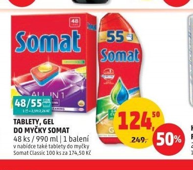 TABLETY, GEL DO MYČKY SOMAT