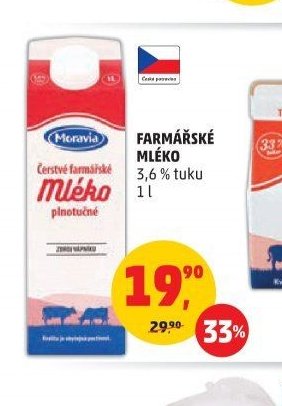 FARMÁŘSKÉ MLÉKO 3,6 % tuku 1 l