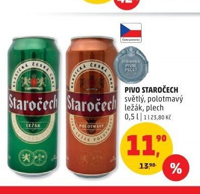 Pivo Staročech světlý, polotmavý ležák