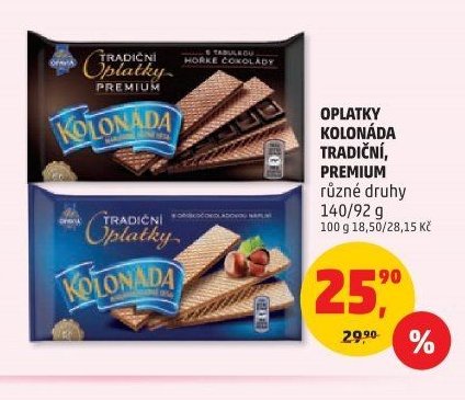 OPLATKY KOLONÁDA TRADIČNÍ, PREMIUM různé druhy 140/92 g