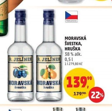 MORAVSKÁ ŠVESTKA, HRUŠKA 38 % alk. 0,5 l