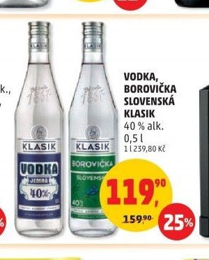 VODKA, BOROVIČKA SLOVENSKÁ KLASIK 40 % alk. 0,5 l