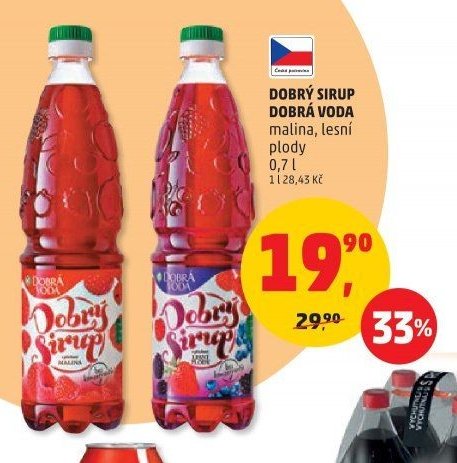 DOBRÝ SIRUP DOBRÁ VODA malina, lesní plody 0,7 l