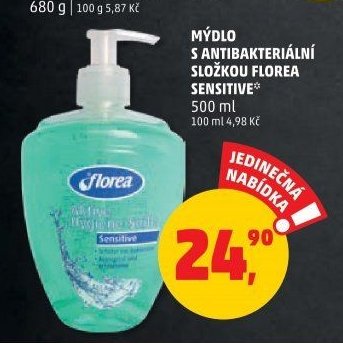 Mýdlo s antibakteriální složkou Florea Sensitive