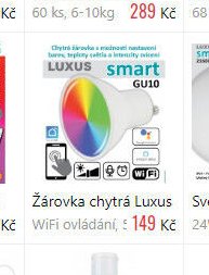 Žárovka chytrá Luxus WiFi ovládání