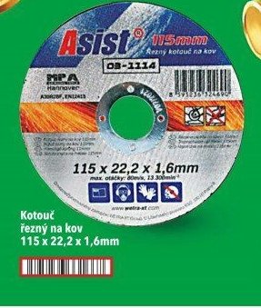 Kotouč řezný na kov 115 x 22,2 x 1,6 mm