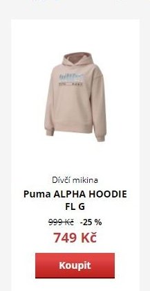 Dívčí mikina Puma ALPHA HOODIE FL G