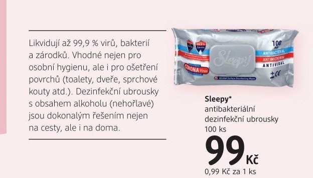 Antibakteriální vlhčené ubrousky Sleepy