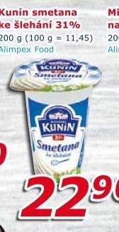 Smetana ke šlehání Kunín 31%