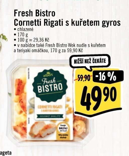 Fresh Bistro Cornetti Rigati s kuřetem gyros