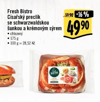 Fresh Bistro Císařský preclík se schwarzwaldskou šunkou a krémovým sýrem