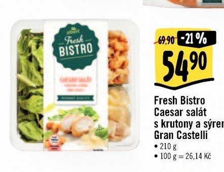 Fresh Bistro Caesar salát s krutony a sýrem Gran Castelli