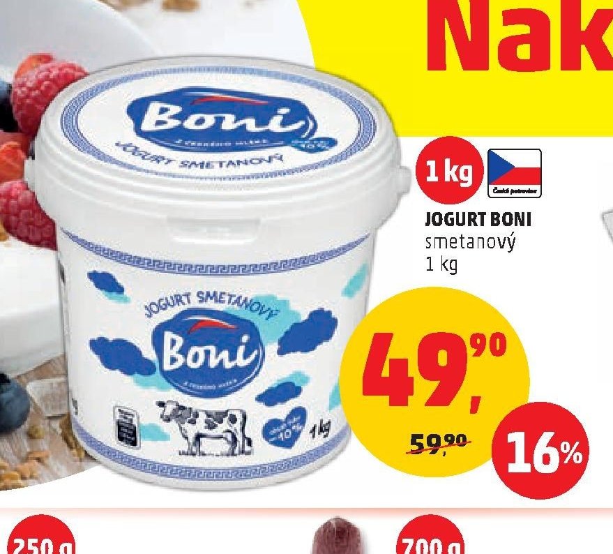 JOGURT BONI smetanový 1 kg