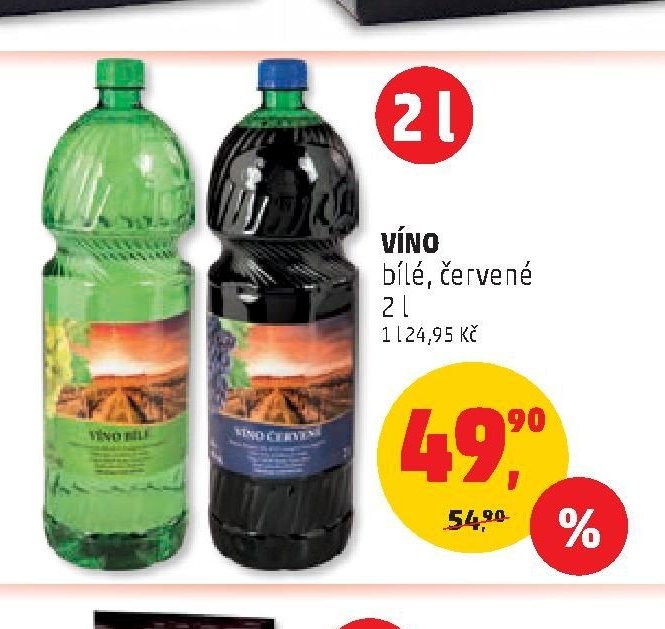 VÍNO bílé, červené 2 l