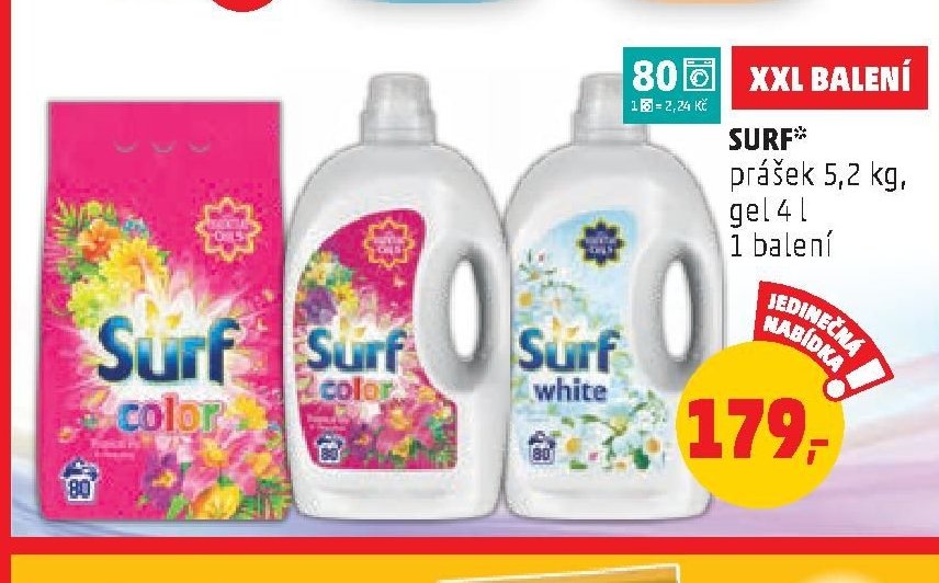 Surf prášek 5,2 kg, gel 4 l