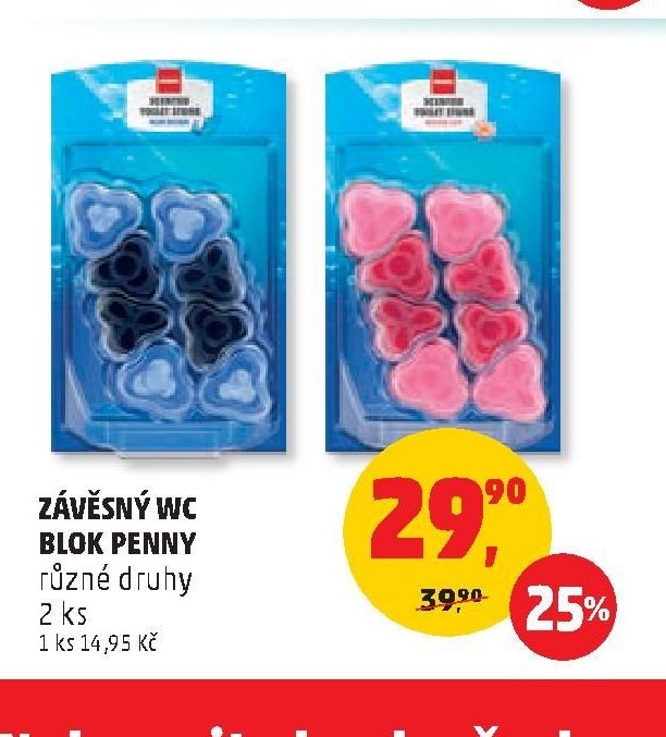 ZÁVĚSNÝ WC BLOK PENNY různé druhy 2 ks