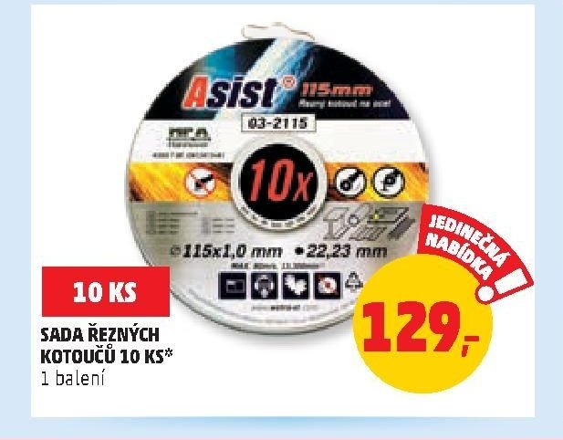 SADA ŘEZNÝCH KOTOUČŮ 10 KS