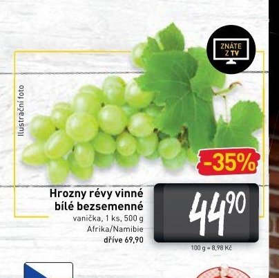 Hrozny révy vinné bílé bezsemenné