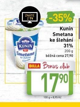 Kunín Smetana ke šlehání 31%