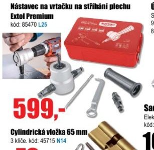 Nástavec na vrtačku na stříhání plechu Extol Premium