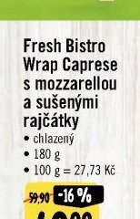 Fresh Bistro Wrap Caprese s mozzarellou a sušenými rajčátky