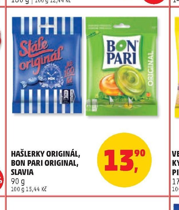 Hašlerky Originál, Bon Pari Originál, Slavia 90 g