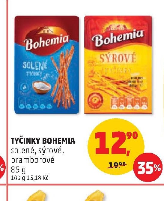 TYČINKY BOHEMIA solené, sýrové, bramborové 85 g