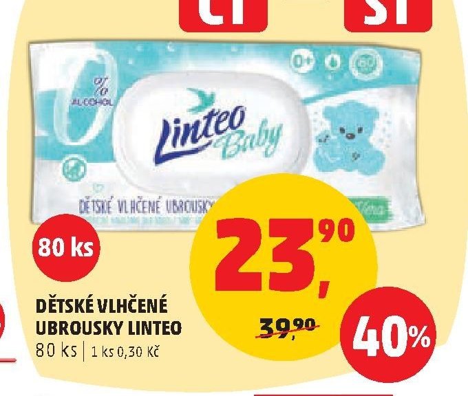 DĚTSKÉ VLHČENÉ UBROUSKY LINTEO 80 ks