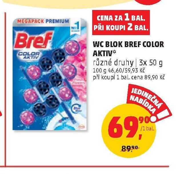 WC BLOK BREF COLOR AKTIV různé druhy 3x 50 g