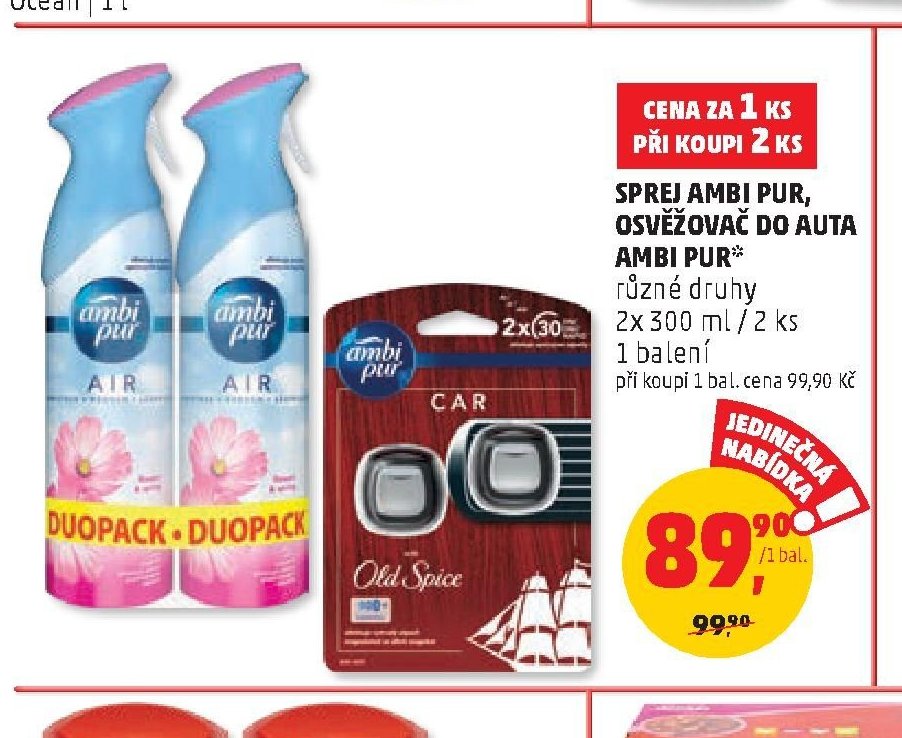SPREJ AMBI PUR, OSVĚŽOVAČ DO AUTA AMBI PUR různé druhy