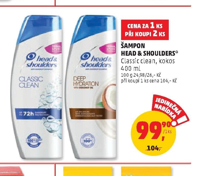 ŠAMPON HEAD & SHOULDERS Classic clean, kokos 400 ml