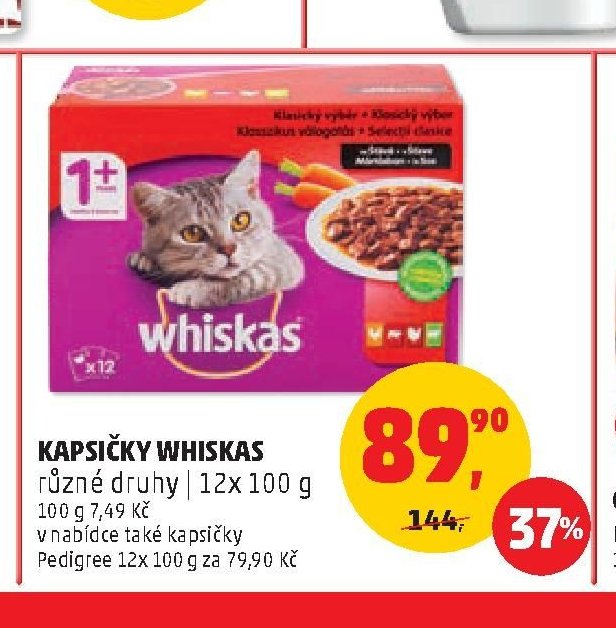KAPSIČKY WHISKAS různé druhy 12x 100 g