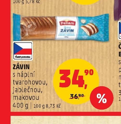 ZÁVIN s náplní tvarohovou, makovou