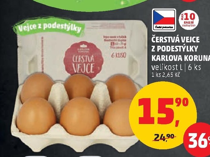 ČERSTVÁ VEJCE Z PODESTÝLKY KARLOVA KORUNA