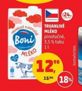 Trvanlivé mléko plnotučné 1 l