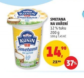 Smetana na vaření Kunín