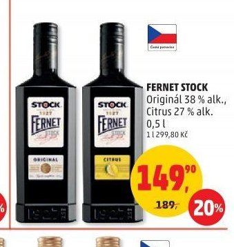 Fernet Stock Originál/Citrus 0,5 l
