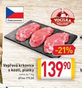 Vepřová krkovice s kostí, plátky