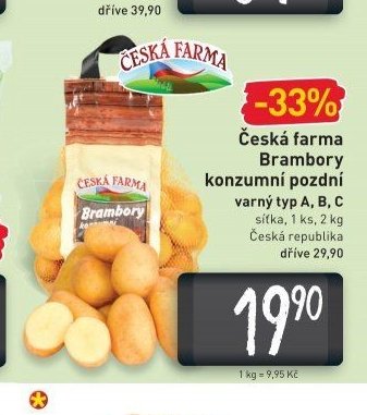 Česká farma Brambory konzumní pozdní