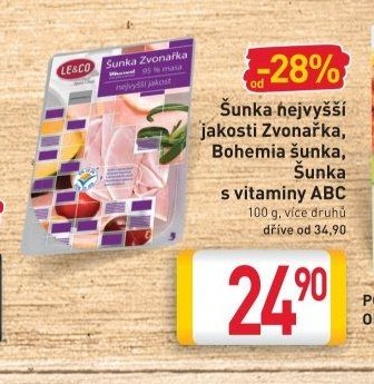 Šunka nejvyšší jakosti Zvonařka, Bohemia šunka, Šunka s vitaminy ABC