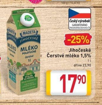 Jihočeské Čerstvé mléko 1,5%