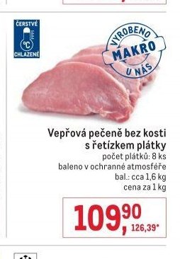 Vepřová pečeně bez kosti s řetízkem plátky