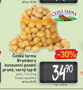 Česká farma Brambory konzumní pozdní prané, varný typ B