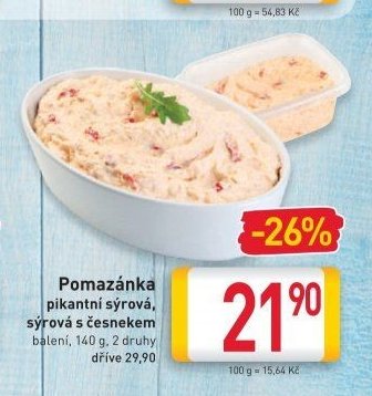 Pomazánka pikantní sýrová, sýrová s česnekem