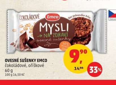OVESNÉ SUŠENKY EMCO čokoládové, oříškové 60 g