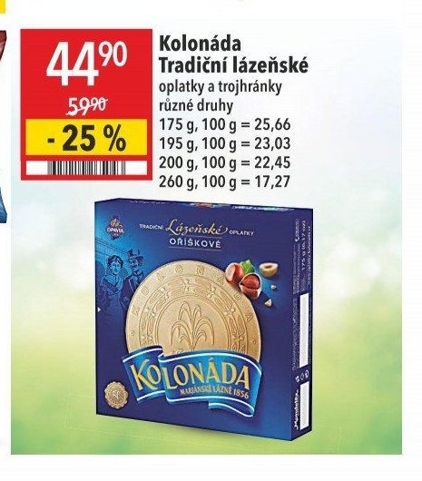 Kolonáda Tradiční lázeňské oplatky