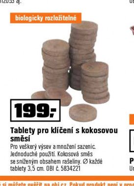 Tablety pro klíčení s kokosovou směsí