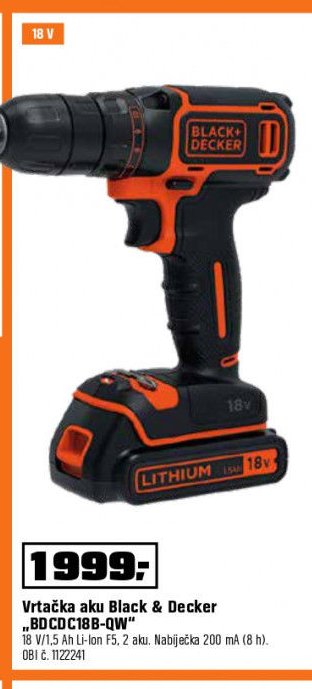 Vrtačka aku Black & Decker BDCDC18B-QW