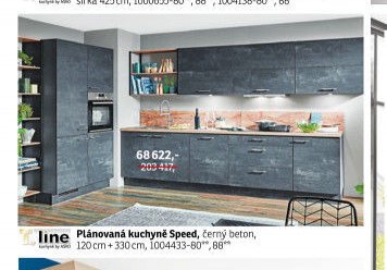 Plánovaná kuchyně Speed, černý beton, 120 cm + 330 cm - ASKO akcniletaky.com